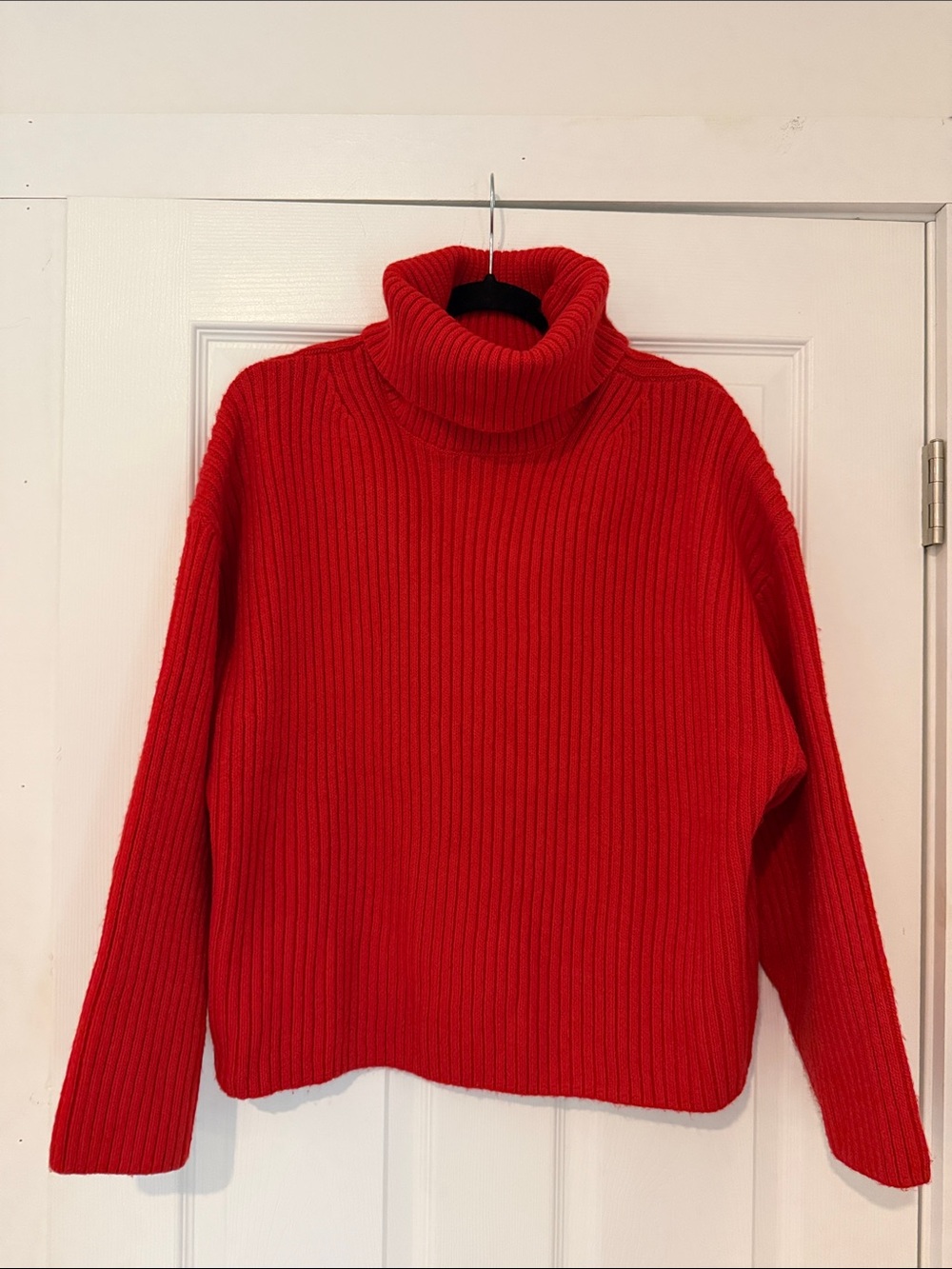 H&M Red Ribbed Turtleneck Sweater